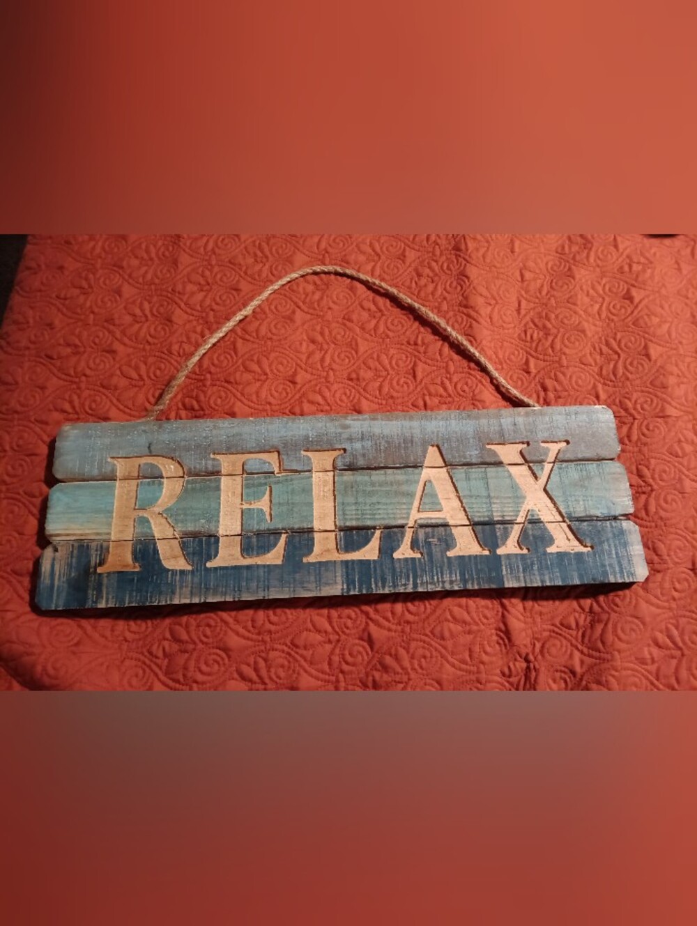 ESE 'Relax' Wooden Wall Sign in Teal and Blue